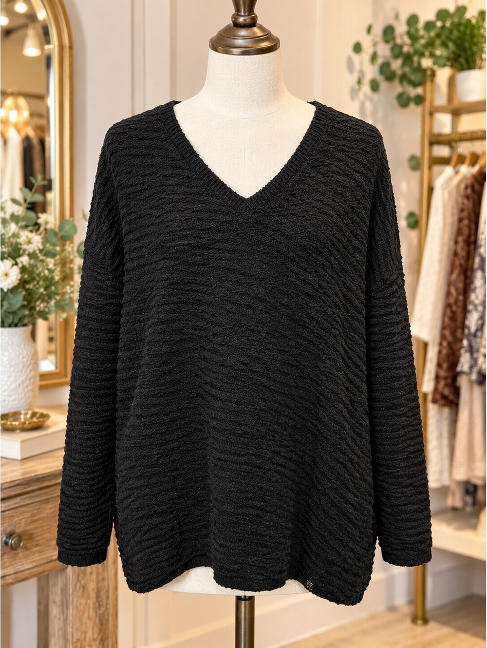 Calvin Klein Jeans Black Textured Knit Sweater – XXL